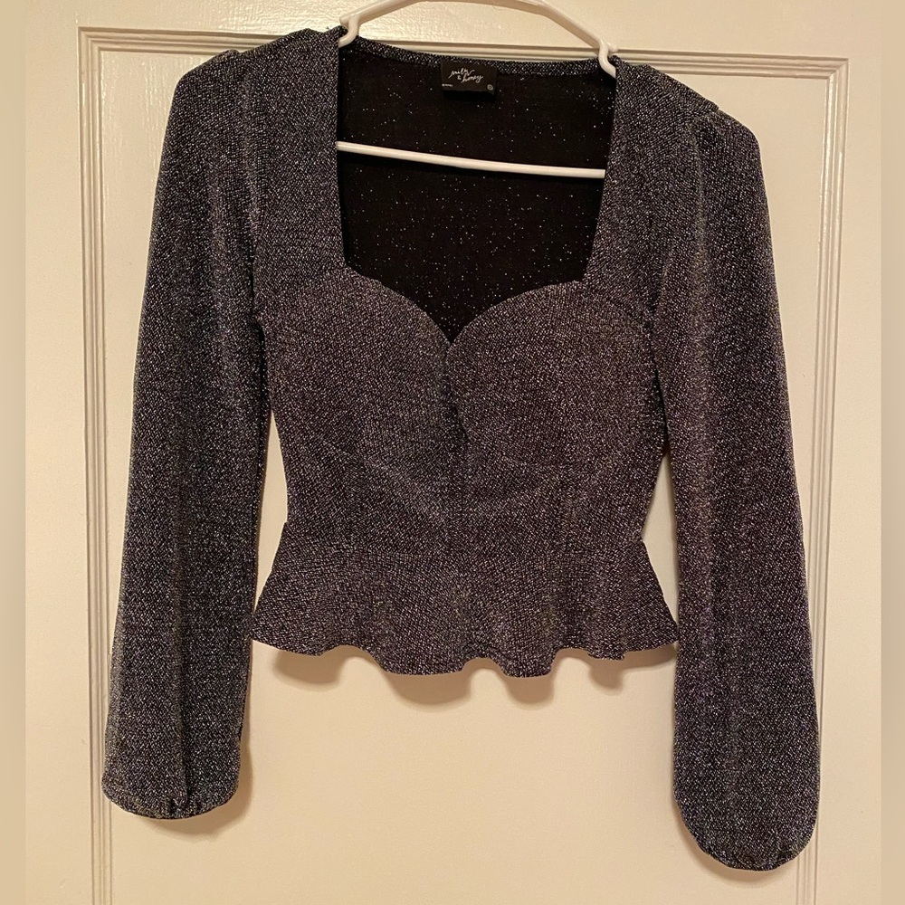 Sparkly Peplum Top with Built-in Bra